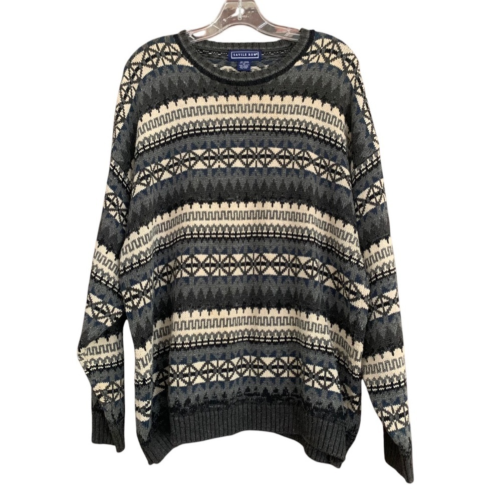 Vintage Saville Row Dad Sweater Nordic Cabincore Après-ski Sweater Sz L